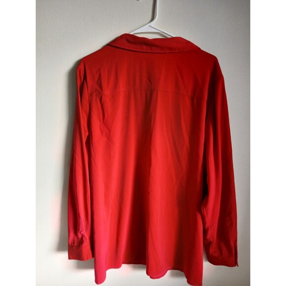 Susan Graver Button Down Tunic Top Long Sleeve Career Work Red Womens Size XL - Picture 12 of 14